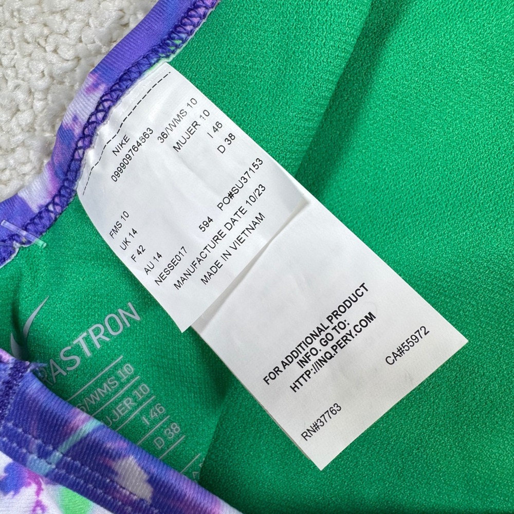 Nike Hydrastrong Swimsuit Women 36/10‎ Purple Multi One Piece Swim NESSE017 - Picture 4 of 5